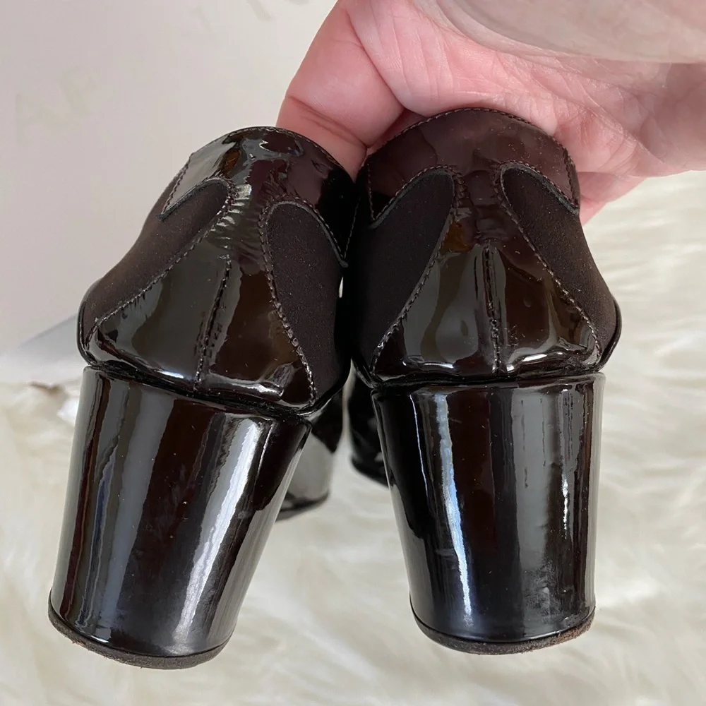 Taryn Rose Anala chocolate patent wedges, Sz. 39.5